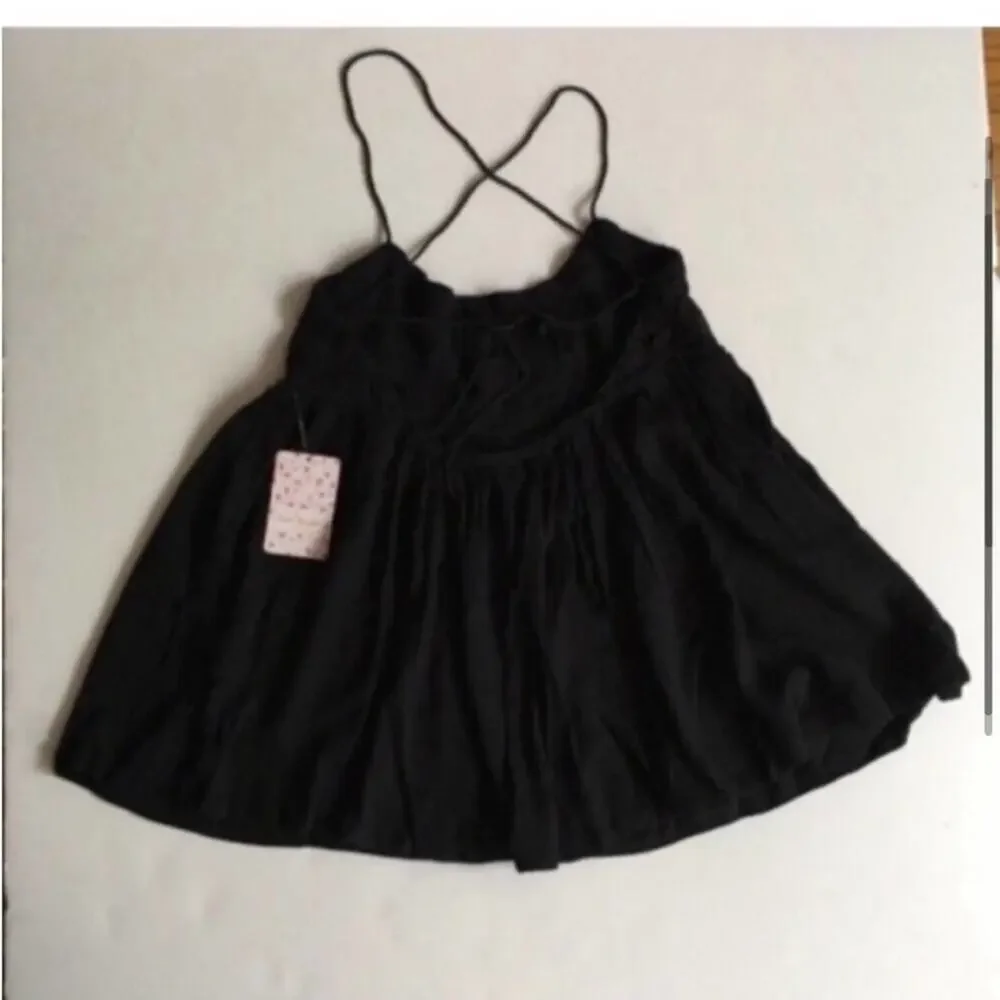 Free People Black Blackbird Blouse Size XS Extra Small